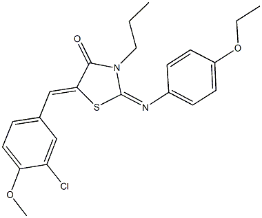 5-(3-chloro-4-methoxybenzylidene)-2-[(4-ethoxyphenyl)imino]-3-propyl-1,3-thiazolidin-4-one Struktur