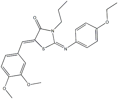 5-(3,4-dimethoxybenzylidene)-2-[(4-ethoxyphenyl)imino]-3-propyl-1,3-thiazolidin-4-one Struktur