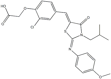 [2-chloro-4-({3-isobutyl-2-[(4-methoxyphenyl)imino]-4-oxo-1,3-thiazolidin-5-ylidene}methyl)phenoxy]acetic acid Structure