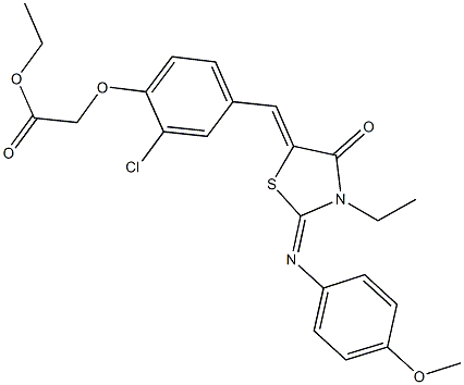 443873-34-5 ethyl [2-chloro-4-({3-ethyl-2-[(4-methoxyphenyl)imino]-4-oxo-1,3-thiazolidin-5-ylidene}methyl)phenoxy]acetate