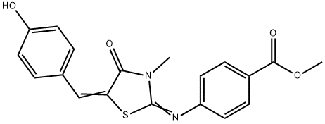 methyl 4-{[5-(4-hydroxybenzylidene)-3-methyl-4-oxo-1,3-thiazolidin-2-ylidene]amino}benzoate Struktur