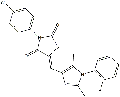 3-(4-chlorophenyl)-5-{[1-(2-fluorophenyl)-2,5-dimethyl-1H-pyrrol-3-yl]methylene}-1,3-thiazolidine-2,4-dione Structure