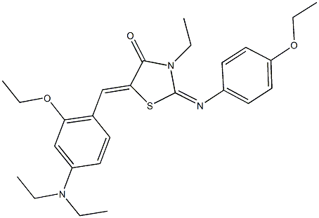 5-[4-(diethylamino)-2-ethoxybenzylidene]-2-[(4-ethoxyphenyl)imino]-3-ethyl-1,3-thiazolidin-4-one,443874-25-7,结构式