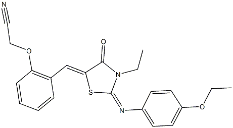 [2-({2-[(4-ethoxyphenyl)imino]-3-ethyl-4-oxo-1,3-thiazolidin-5-ylidene}methyl)phenoxy]acetonitrile 结构式