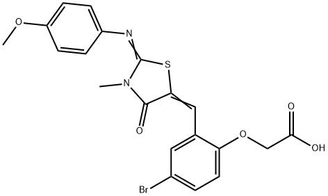 [4-bromo-2-({2-[(4-methoxyphenyl)imino]-3-methyl-4-oxo-1,3-thiazolidin-5-ylidene}methyl)phenoxy]acetic acid,443874-44-0,结构式