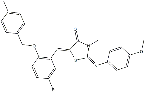 5-{5-bromo-2-[(4-methylbenzyl)oxy]benzylidene}-3-ethyl-2-[(4-methoxyphenyl)imino]-1,3-thiazolidin-4-one Structure