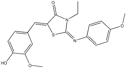 3-ethyl-5-(4-hydroxy-3-methoxybenzylidene)-2-[(4-methoxyphenyl)imino]-1,3-thiazolidin-4-one Structure