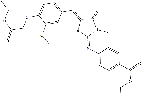 ethyl 4-({5-[4-(2-ethoxy-2-oxoethoxy)-3-methoxybenzylidene]-3-methyl-4-oxo-1,3-thiazolidin-2-ylidene}amino)benzoate,443874-69-9,结构式