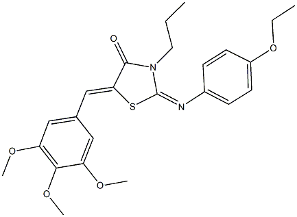 2-[(4-ethoxyphenyl)imino]-3-propyl-5-(3,4,5-trimethoxybenzylidene)-1,3-thiazolidin-4-one,443874-72-4,结构式