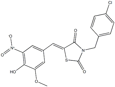 3-(4-chlorobenzyl)-5-{4-hydroxy-3-nitro-5-methoxybenzylidene}-1,3-thiazolidine-2,4-dione Structure