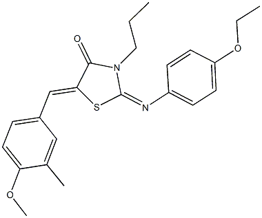 2-[(4-ethoxyphenyl)imino]-5-(4-methoxy-3-methylbenzylidene)-3-propyl-1,3-thiazolidin-4-one 化学構造式