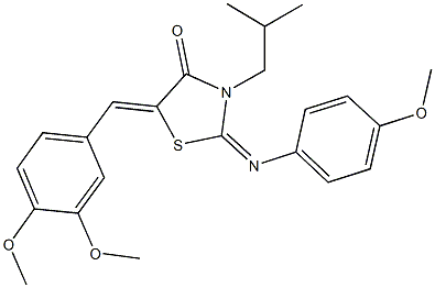 5-(3,4-dimethoxybenzylidene)-3-isobutyl-2-[(4-methoxyphenyl)imino]-1,3-thiazolidin-4-one,443875-19-2,结构式