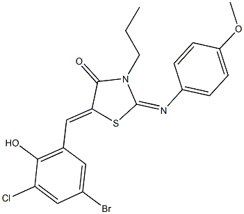 5-(5-bromo-3-chloro-2-hydroxybenzylidene)-2-[(4-methoxyphenyl)imino]-3-propyl-1,3-thiazolidin-4-one Structure