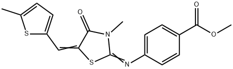 methyl 4-({3-methyl-5-[(5-methyl-2-thienyl)methylene]-4-oxo-1,3-thiazolidin-2-ylidene}amino)benzoate,443875-45-4,结构式
