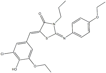 5-(3-chloro-5-ethoxy-4-hydroxybenzylidene)-2-[(4-ethoxyphenyl)imino]-3-propyl-1,3-thiazolidin-4-one 化学構造式