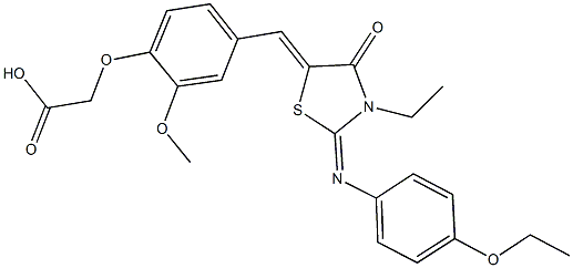 [4-({2-[(4-ethoxyphenyl)imino]-3-ethyl-4-oxo-1,3-thiazolidin-5-ylidene}methyl)-2-methoxyphenoxy]aceticacid|