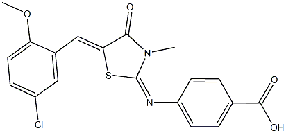4-{[5-(5-chloro-2-methoxybenzylidene)-3-methyl-4-oxo-1,3-thiazolidin-2-ylidene]amino}benzoic acid,443875-61-4,结构式