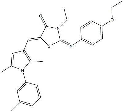 5-{[2,5-dimethyl-1-(3-methylphenyl)-1H-pyrrol-3-yl]methylene}-2-[(4-ethoxyphenyl)imino]-3-ethyl-1,3-thiazolidin-4-one Structure