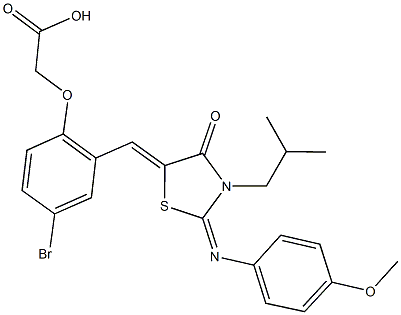 [4-bromo-2-({3-isobutyl-2-[(4-methoxyphenyl)imino]-4-oxo-1,3-thiazolidin-5-ylidene}methyl)phenoxy]acetic acid,443876-07-1,结构式