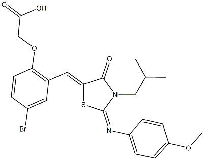 [4-bromo-2-({3-isobutyl-2-[(4-methoxyphenyl)imino]-4-oxo-1,3-thiazolidin-5-ylidene}methyl)phenoxy]acetic acid Structure