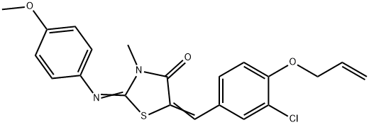 5-[4-(allyloxy)-3-chlorobenzylidene]-2-[(4-methoxyphenyl)imino]-3-methyl-1,3-thiazolidin-4-one,443876-49-1,结构式