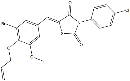 5-[4-(allyloxy)-3-bromo-5-methoxybenzylidene]-3-(4-chlorophenyl)-1,3-thiazolidine-2,4-dione 结构式