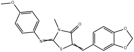 5-(1,3-benzodioxol-5-ylmethylene)-2-[(4-methoxyphenyl)imino]-3-methyl-1,3-thiazolidin-4-one Structure