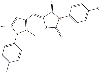 3-(4-chlorophenyl)-5-{[2,5-dimethyl-1-(4-methylphenyl)-1H-pyrrol-3-yl]methylene}-1,3-thiazolidine-2,4-dione 化学構造式