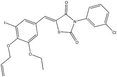 5-[4-(allyloxy)-3-ethoxy-5-iodobenzylidene]-3-(3-chlorophenyl)-1,3-thiazolidine-2,4-dione,443876-75-3,结构式