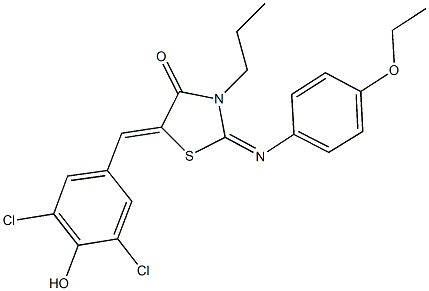 5-(3,5-dichloro-4-hydroxybenzylidene)-2-[(4-ethoxyphenyl)imino]-3-propyl-1,3-thiazolidin-4-one Struktur