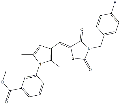 methyl 3-(3-{[3-(4-fluorobenzyl)-2,4-dioxo-1,3-thiazolidin-5-ylidene]methyl}-2,5-dimethyl-1H-pyrrol-1-yl)benzoate Structure