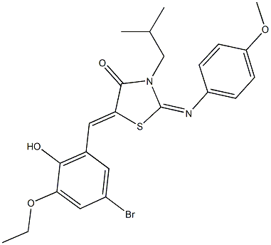 5-(5-bromo-3-ethoxy-2-hydroxybenzylidene)-3-isobutyl-2-[(4-methoxyphenyl)imino]-1,3-thiazolidin-4-one Structure