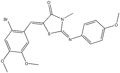 5-(2-bromo-4,5-dimethoxybenzylidene)-2-[(4-methoxyphenyl)imino]-3-methyl-1,3-thiazolidin-4-one Struktur