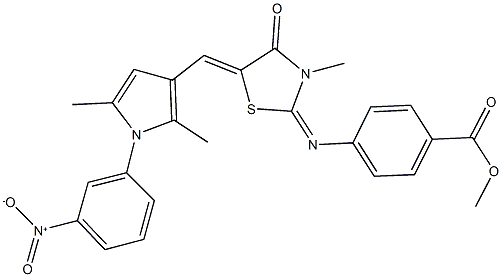 methyl 4-({5-[(1-{3-nitrophenyl}-2,5-dimethyl-1H-pyrrol-3-yl)methylene]-3-methyl-4-oxo-1,3-thiazolidin-2-ylidene}amino)benzoate Struktur