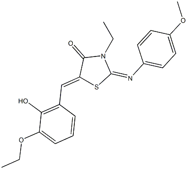 5-(3-ethoxy-2-hydroxybenzylidene)-3-ethyl-2-[(4-methoxyphenyl)imino]-1,3-thiazolidin-4-one Structure