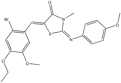 5-(2-bromo-4-ethoxy-5-methoxybenzylidene)-2-[(4-methoxyphenyl)imino]-3-methyl-1,3-thiazolidin-4-one,443877-72-3,结构式