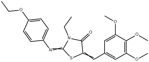 2-[(4-ethoxyphenyl)imino]-3-ethyl-5-(3,4,5-trimethoxybenzylidene)-1,3-thiazolidin-4-one Struktur