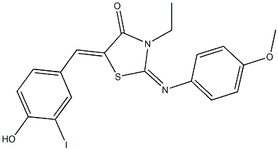 3-ethyl-5-(4-hydroxy-3-iodobenzylidene)-2-[(4-methoxyphenyl)imino]-1,3-thiazolidin-4-one Structure
