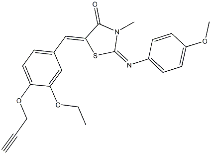 5-[3-ethoxy-4-(2-propynyloxy)benzylidene]-2-[(4-methoxyphenyl)imino]-3-methyl-1,3-thiazolidin-4-one Structure