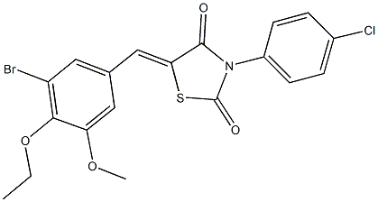 5-(3-bromo-4-ethoxy-5-methoxybenzylidene)-3-(4-chlorophenyl)-1,3-thiazolidine-2,4-dione 结构式