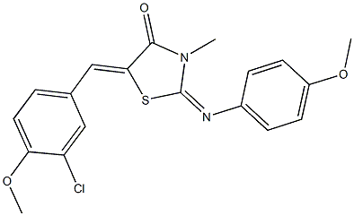 5-(3-chloro-4-methoxybenzylidene)-2-[(4-methoxyphenyl)imino]-3-methyl-1,3-thiazolidin-4-one Struktur