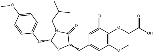 [2-chloro-4-({3-isobutyl-2-[(4-methoxyphenyl)imino]-4-oxo-1,3-thiazolidin-5-ylidene}methyl)-6-methoxyphenoxy]acetic acid|