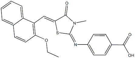 4-({5-[(2-ethoxy-1-naphthyl)methylene]-3-methyl-4-oxo-1,3-thiazolidin-2-ylidene}amino)benzoic acid Structure