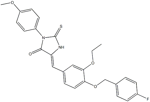 5-{3-ethoxy-4-[(4-fluorobenzyl)oxy]benzylidene}-3-(4-methoxyphenyl)-2-thioxo-4-imidazolidinone Structure