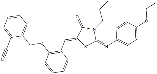 443879-19-4 2-{[2-({2-[(4-ethoxyphenyl)imino]-4-oxo-3-propyl-1,3-thiazolidin-5-ylidene}methyl)phenoxy]methyl}benzonitrile