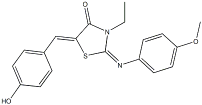 3-ethyl-5-(4-hydroxybenzylidene)-2-[(4-methoxyphenyl)imino]-1,3-thiazolidin-4-one 结构式