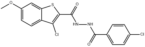 3-chloro-N'-(4-chlorobenzoyl)-6-methoxy-1-benzothiophene-2-carbohydrazide 化学構造式