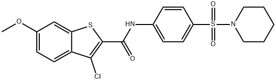 3-chloro-6-methoxy-N-[4-(1-piperidinylsulfonyl)phenyl]-1-benzothiophene-2-carboxamide 化学構造式