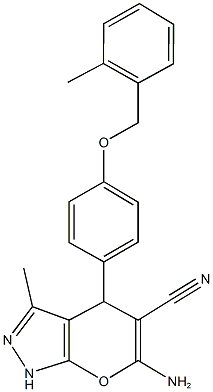 6-amino-3-methyl-4-{4-[(2-methylbenzyl)oxy]phenyl}-1,4-dihydropyrano[2,3-c]pyrazole-5-carbonitrile|