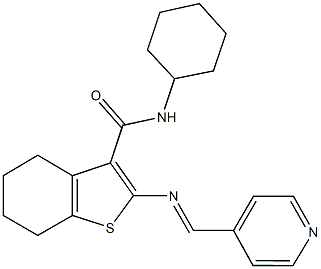 N-cyclohexyl-2-[(4-pyridinylmethylene)amino]-4,5,6,7-tetrahydro-1-benzothiophene-3-carboxamide,443961-25-9,结构式